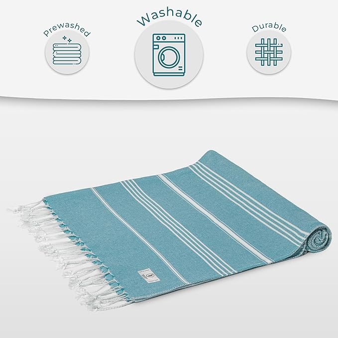 Turkish Beach Towel Quick Dry & Absorbent Extra Large (39" x 71") - Compact, Versatile and Functional as Picnic and Travel Blanket, Bath, Gym, Camping and Pool Towel - Mint