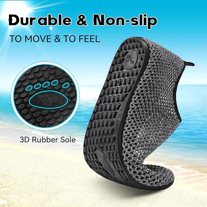 Scurtain Barefoot Water Shoes for Women Men Beach Swim Aqua Socks Summer Quick-Dry Sandals Slippers