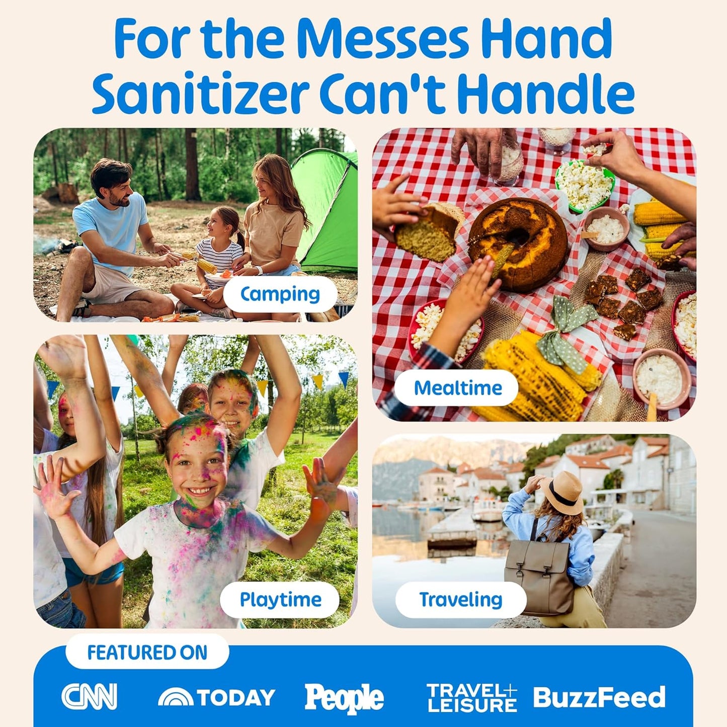 Fomin Mini Hand Sanitizer Wipes 30 Pack (8 Count) - Fragrance Free Mini Wet Wipe - pH Balanced, Biodegradable, Antibacterial On The Go Hand Sanitizing Wipes - Hypoallergenic, Plant-Based Travel Wipe