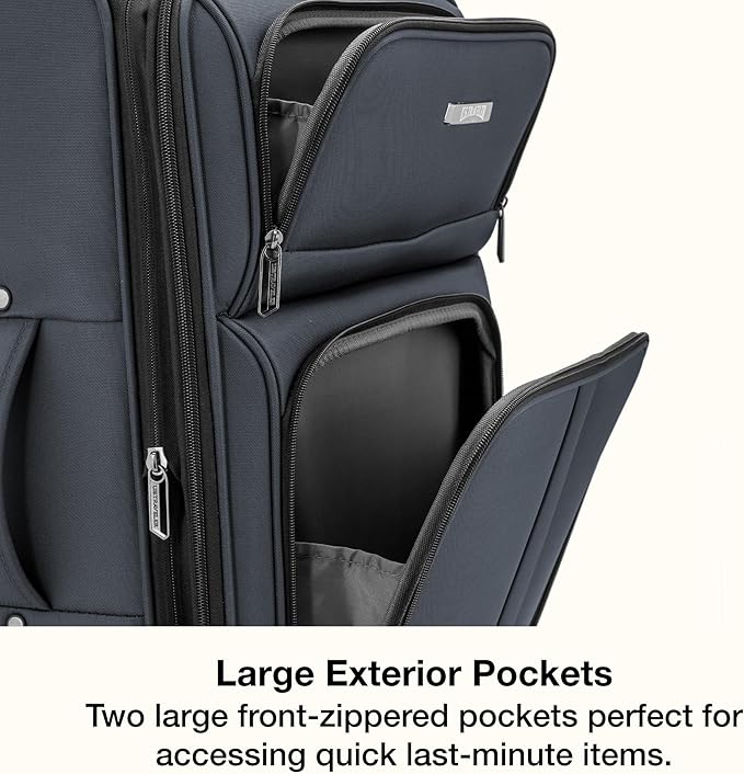 U.S. Traveler Anzio Softside Expandable Spinner Luggage, Dark Grey, Checked-Medium 26-Inch