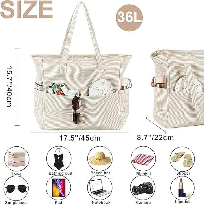 Bluboon Waterproof Beach Tote Pool Bags for Women Ladies Extra Large Carry On Bag With Wet Compartment for Weekender Travel