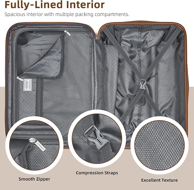 LARVENDER Carry On Luggage 22x14x9 Airline Approved with Spinner Wheels, Expandable 20 Inch Luggage with TSA Lock, Hard Shell Carry On Suitcases for Women Men, Black