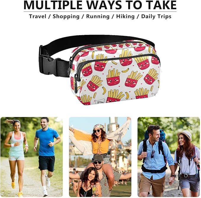 Kawaii Potato Franch Fries Fanny Pack for Women Men Water Resistant Fashion Waist Packs with Adjustable Strap Belt Bag for Travel Workout Jogging Hiking 21219320