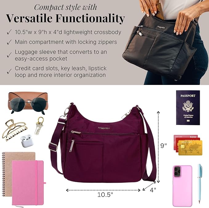Baggallini Women's Securtex Anti-theft Free Time Crossbody Bag | Securtex, Anti-Theft