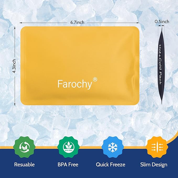 Farochy Reusable Ice Packs for Lunch Boxes - 2PCS Soft Ice Packs Freezer Packs for Cooler Gel Ice Packs, Keep Food Cold or Hot