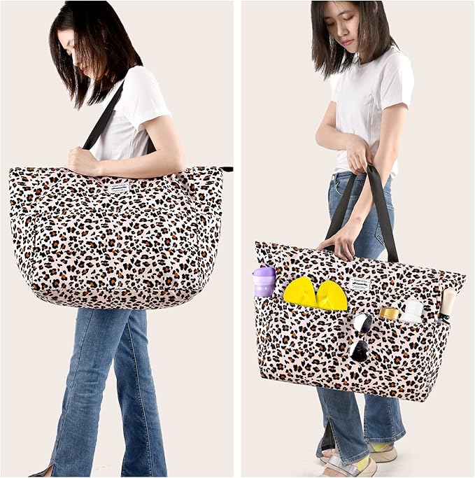 HOMESPON Large Waterproof Beach Bag for Women Sandproof Tote Bag Pool Bag with Zipper and Pockets for Travel Vacation Gym