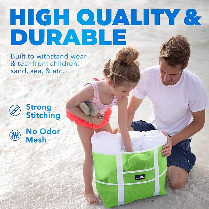 Dejaroo Mesh Sand Free Bag - Strong Lightweight Bag For Beach & Vacation Essentials. Tons of Storage!