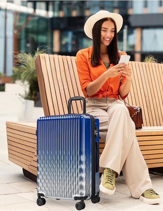 Checked 25 inch Luggage, ABS+PC Hardshell Suitcase Lightweight Large Travel Luggage with Spinner Wheels & TSA Lock