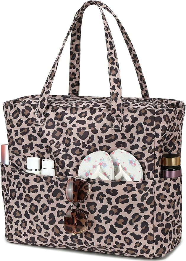 LEDAOU Large Beach Bag Women Waterproof Sandproof Zipper Beach Tote Pool Bag for Swim Gym Grocery Travel with Wet Pocket | Waterproof, Sandproof, Zipper, Pool, Gym, Grocery