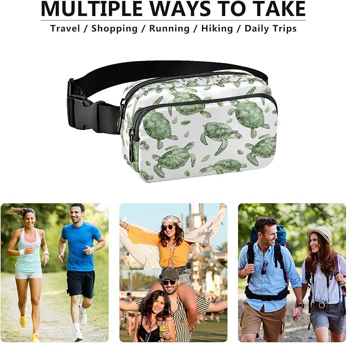 Ocean Sea Green Turtles Fanny Pack for Women Men Water Resistant Fashion Waist Packs with Adjustable Strap Belt Bag for Travel Workout Jogging Hiking 21220067