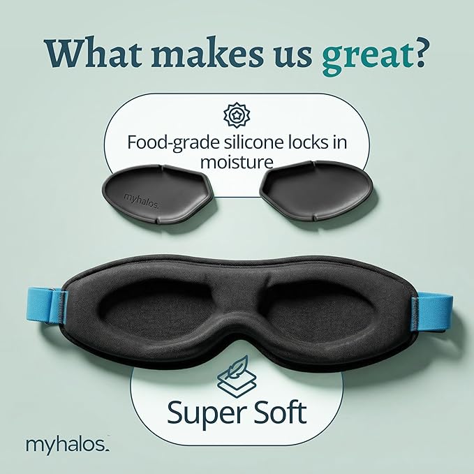 MyHalos® Moisture Chamber Glasses for Dry Eyes - Sleep Mask for Dry Eyes - Reusable & Soft - Hydrating Sleeping Mask & Moisture Goggles for Men and Women