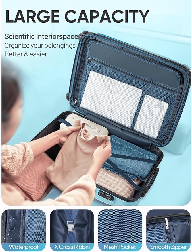 27 inch Luggage - Airline Approved Suitcases with Spinner Wheels, Built-In TSA Lock，Hard Shell Expandable Suitcases