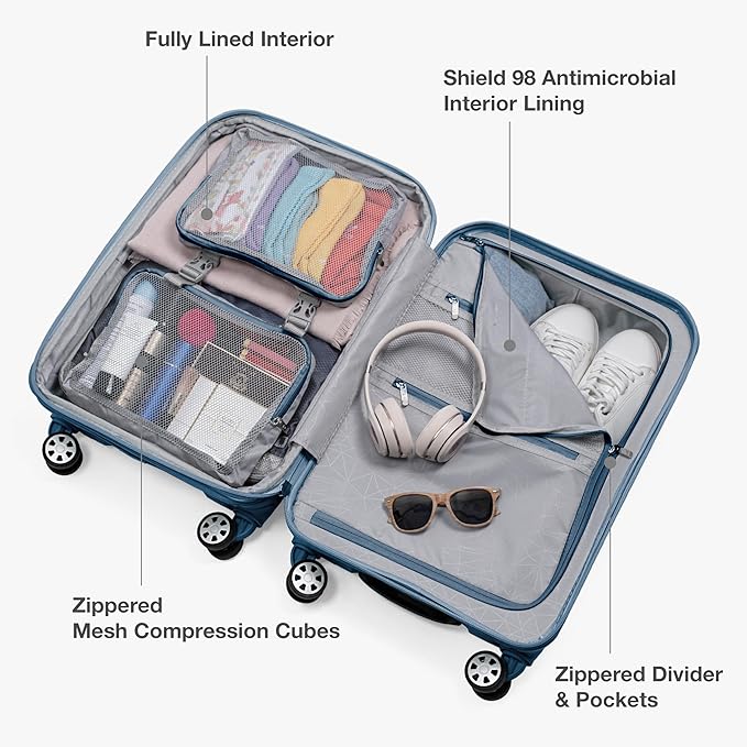 Traveler's Choice Pagosa Hardshell Expandable Luggage with Spinner Wheels, Slate Blue, 2-Piece Set (22/26)