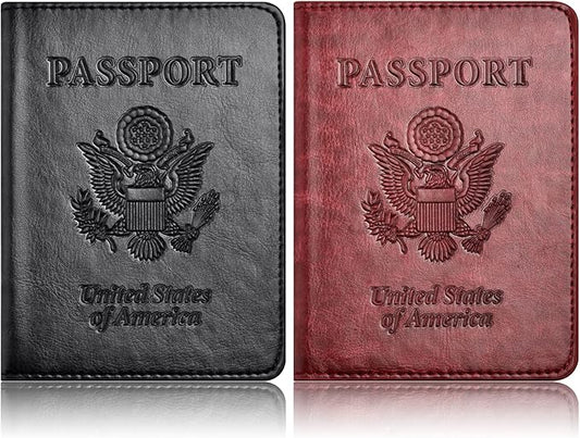 Eoehro Passport Holder for Travel Essentials-2Pack, Passport Wallet Cover Case for Travel Must Haves Accessories,Passport Book Holders for Women and Men