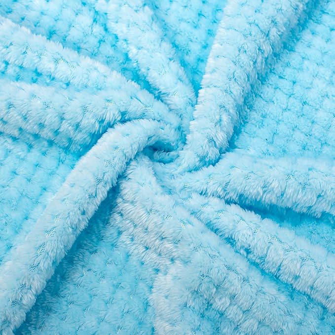 Fuzzy Blanket or Fluffy Blanket for Baby, Soft Warm Cozy Coral Fleece Toddler, Infant or Newborn Receiving Blanket for Crib, Stroller, Travel, Decorative, 30”×40”, Ice Blue+Blue Bell