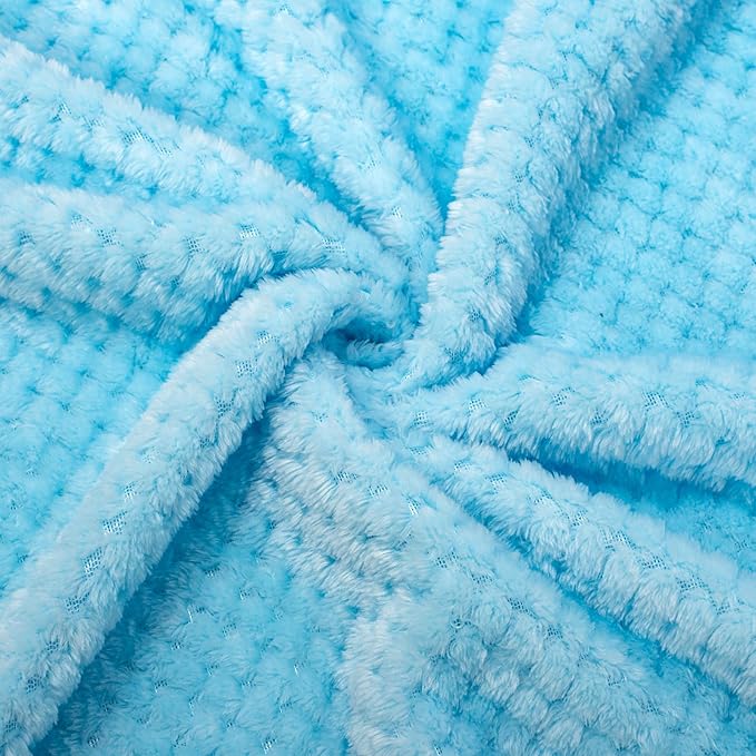 Fuzzy Sherpa Reversible Blanket for Baby, Soft Warm Cozy Coral Fleece Toddler, Infant or Newborn Reversible Blanket for Crib, Stroller, Travel, 40”×60”, Ice Blue