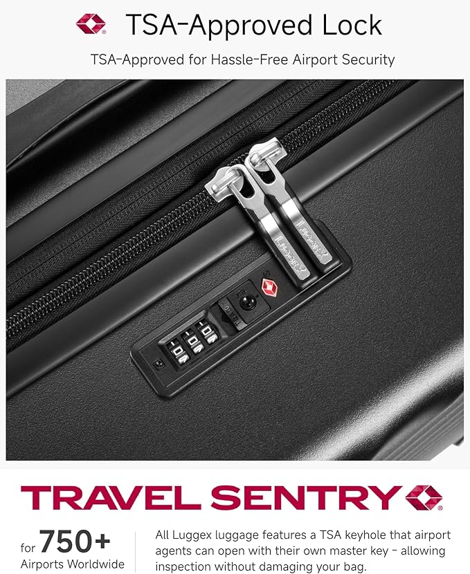 LUGGEX Carry On Luggage 22x14x9 Airline Approved, KVC Expandable Polycarbonate Hard Shell Suitcase for Travelling (EX-Core, Pink, 20 Inch, 40L-44L)