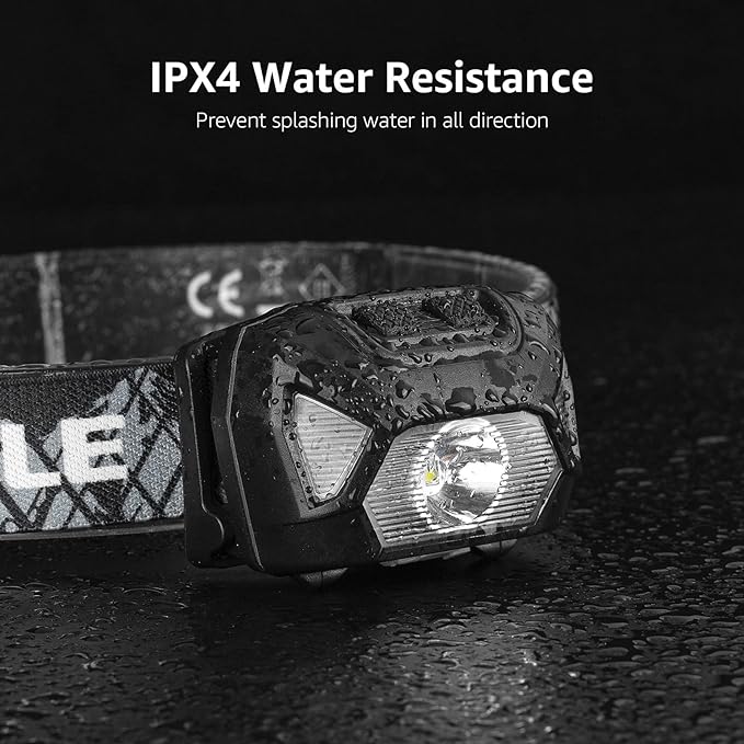 Lepro Headlamp Rechargeable, LED Head Lamp with 6 Modes for Camping & Hiking Gear Essentials, IPX4 Waterproof High Lumen Bright Headlight Flashlights with Adjustable Headband, USB Cable Include
