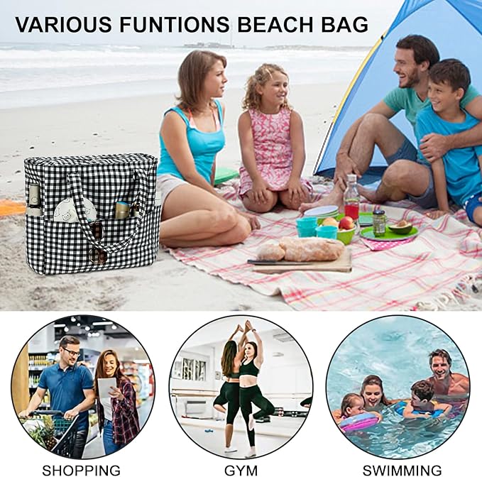 Bluboon Beach Bags for Women, Large Waterproof Tote Bag With Wet Compartment for Pool Weekender Travel Gym