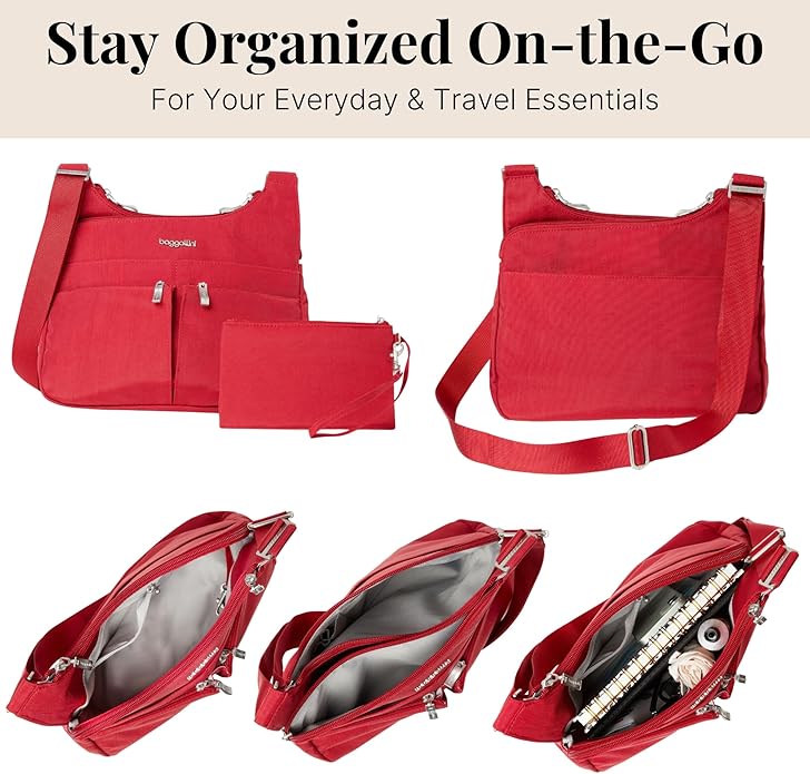 Baggallini Crossbody Travel Bag 11x8.5 Lightweight Water-resistant Nylon Handbag