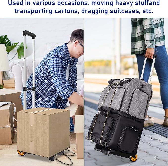 Car Seat Travel Cart with Buckle Webbing for Airport, Carseat Roller Dolly Trolley Luggage Cart, Foldable and Stowable Under Airplane Seat or Over Head Compartment