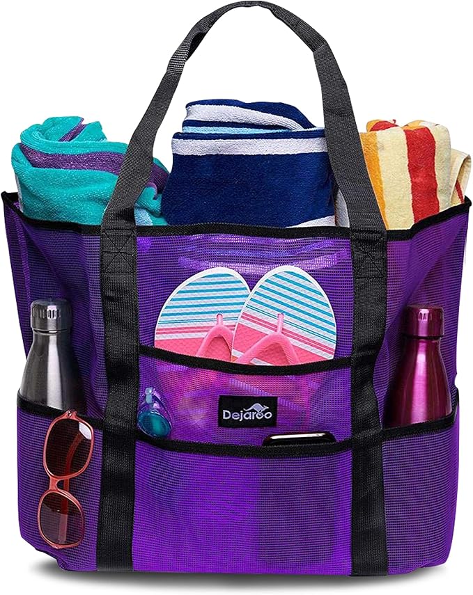 Dejaroo Mesh Sand Free Bag - Strong Lightweight Bag For Beach & Vacation Essentials. Tons of Storage!