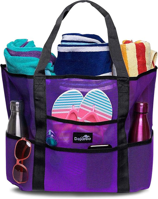 Dejaroo Mesh Sand Free Bag - Strong Lightweight Bag For Beach & Vacation Essentials. Tons of Storage!