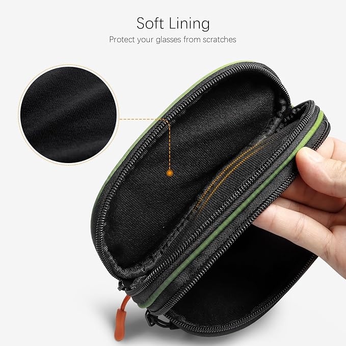 Double Eyeglasses Case Soft Portable Zipper Sunglasses Pouch with Keychain Clip for Men Women