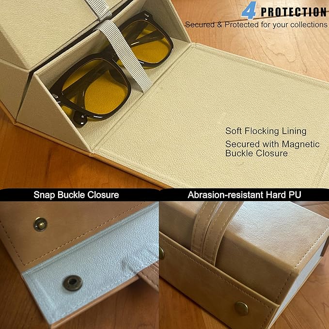 Longjet Sunglasses Organizer Travel Glasses Case 5 Slots Multiple Pairs Eyeglasses Storage Box Hanging Eyewear Holder
