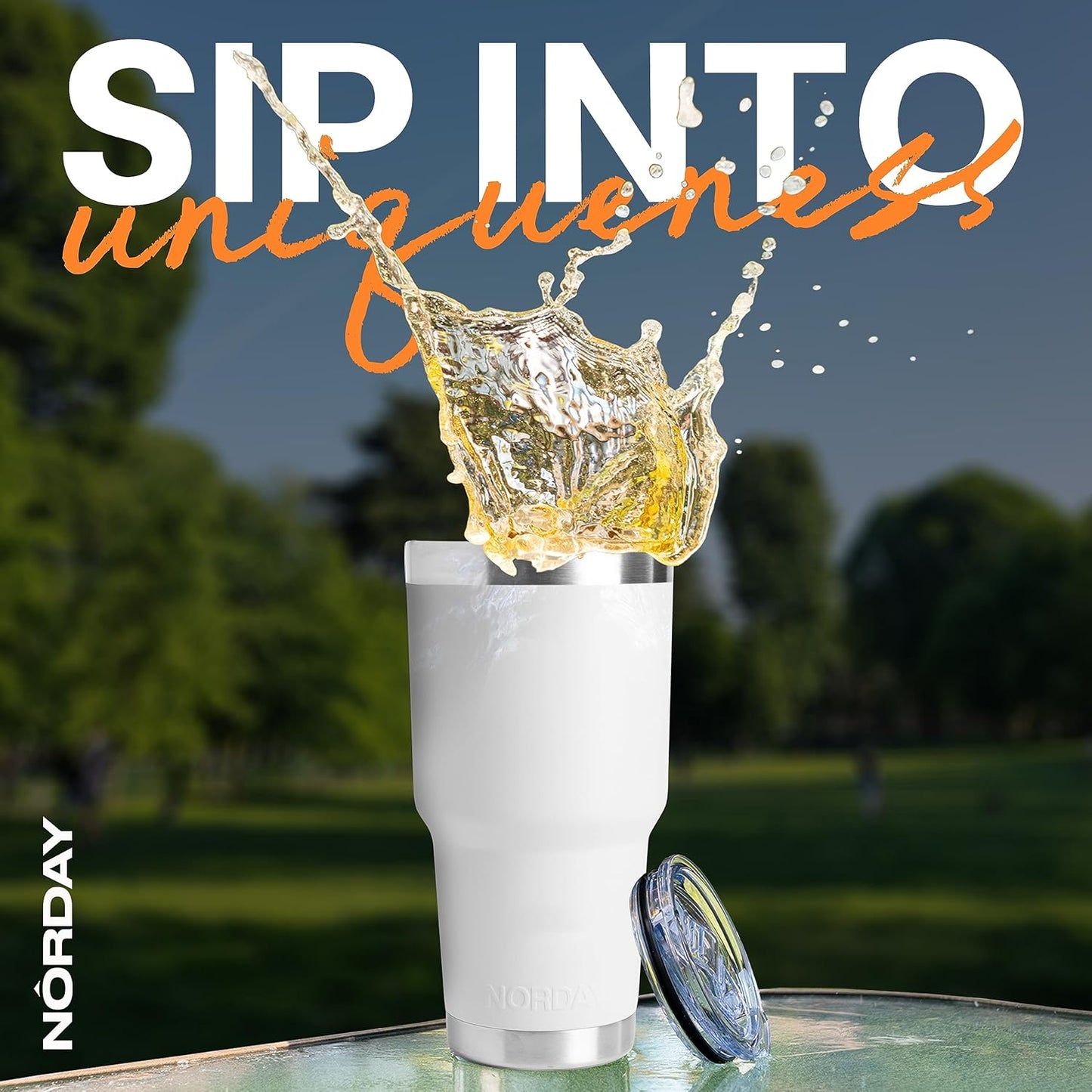 NORDAY | Tumbler with Lid - 30oz - White Insulated Tumbler - Stainless Steel Tumblers - Double Wall Vacuum Insulated Travel Coffee Mug for Car Cup Holder - Keeps Temperature for 24hr - Anti Spill Lid