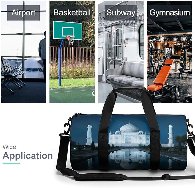 Sports Gym Bag for Women Men Travel Duffel Bag Tote Weekender Bag Taj Mahal Carry on Overnight Bag for Travel Swimming Fitness Workout Sports Duffle Bag