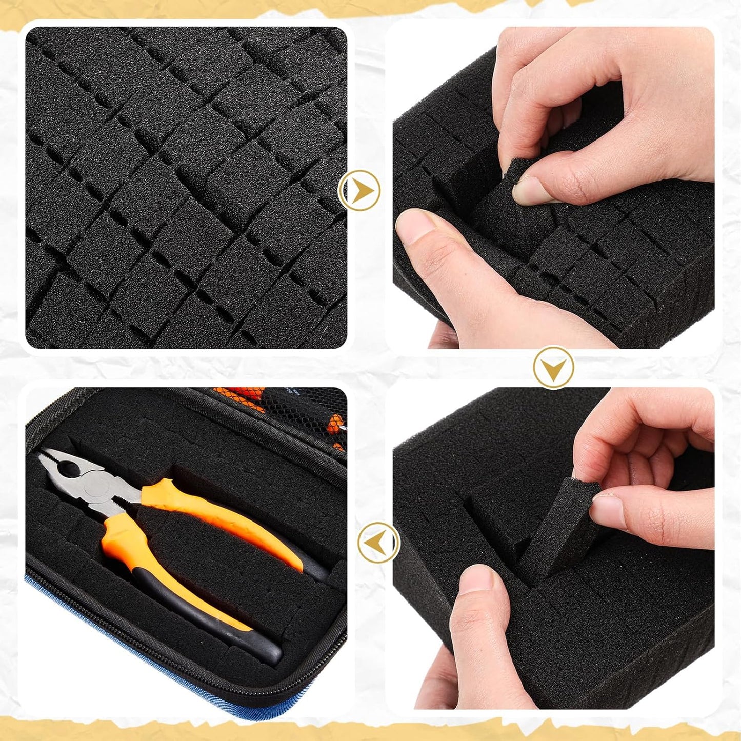 EVA Hard Case with Customizable Foam Protective EVA Carrying Case Shockproof Outdoor for Camera, Digital Products, Electronic Instruments with Knife(Blue,12.6 x 12.2 x 3.5 Inch)