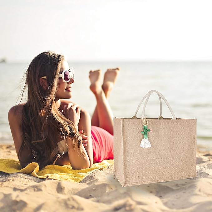 Hibala Woven Large Beach Bag Straw Beach Tote Handmade Weaving Shoulder Tassel Bag Handbag
