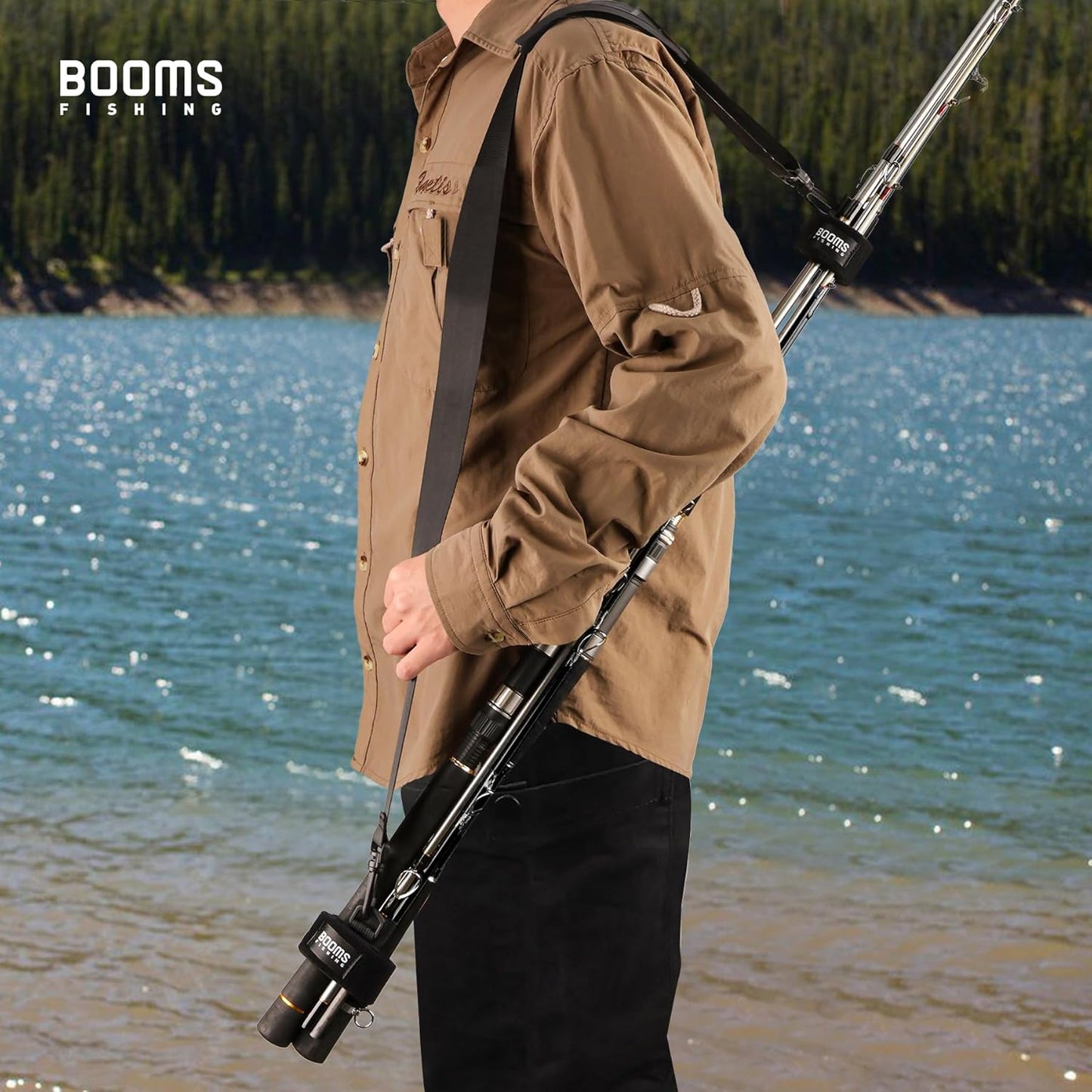 Booms Fishing RS4 Rod Carrier Strap Sling Shoulder Belt, Black