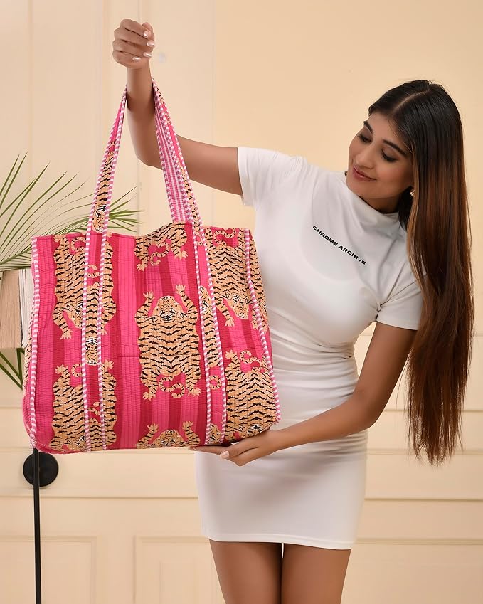Marubhumi Women Lightweight Travel Bag Purse Cotton Shoulder Tote Bag For Shopping Grocery & Beach Bag