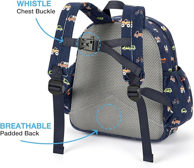 STEAMEDBUN Corduroy Kids Backpack for Boys and Girls 5-8: Boys Backpack for Elementary Kindergarten - 15 inch Cute Backpacks for Kids - Car