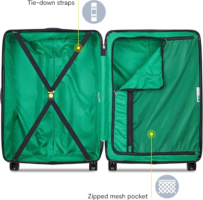 United Colors of Benetton Now! Hardside Luggage with Spinner Wheels, Green, Checked-Large 27 Inch
