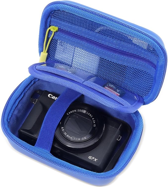 ProCase Hard Shell Digital Camera Case for Canon G7X Mark III Mark II, Sony Cybershot, PowerShot SX740, Ricoh GR III, Kodak Pixpro, Compact 4K Vlogging Small Cameras Travel Carrying Storage Bag -Blue