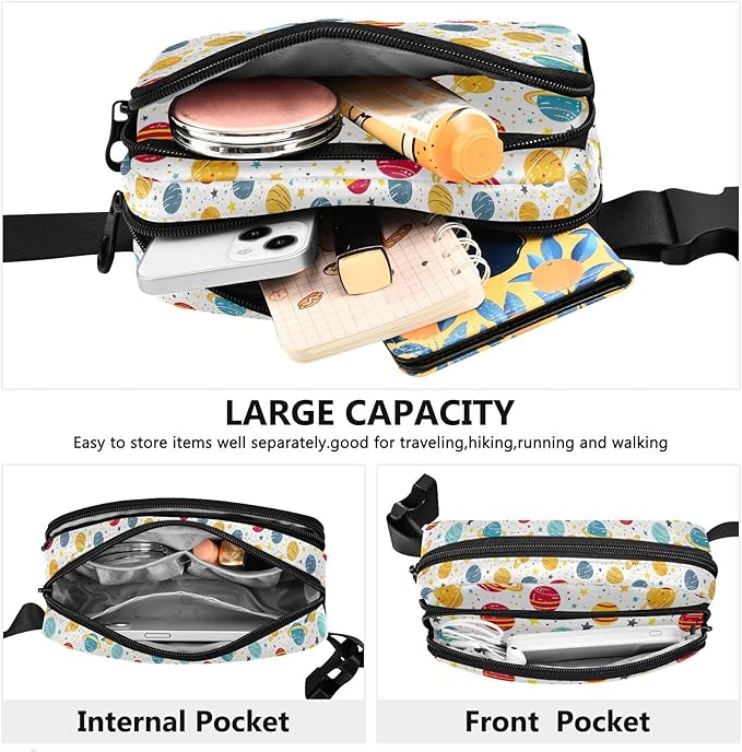 Kawaii Planets Stars Universe Fanny Pack for Women Men Water Resistant Fashion Waist Packs with Adjustable Strap Belt Bag for Travel Workout Jogging Hiking 21219355