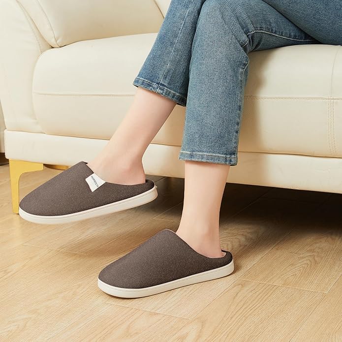 HUXMEYSON Slippers for Women, Womens Slippers Indoor Outdoor with Memory Foam, Cozy & Warm House Slippers for Woman with Anti-Slip Rubber Sole