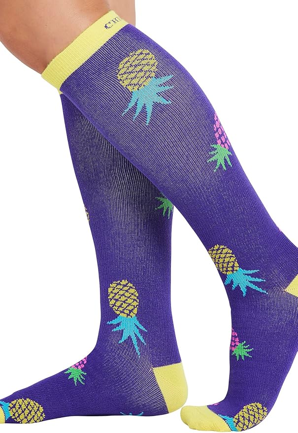 Cherokee Women's 10-15mmHg Compression Socks – Fun Print Knee Highs with Light Support, Soft Feel - PRINTSUPPORT