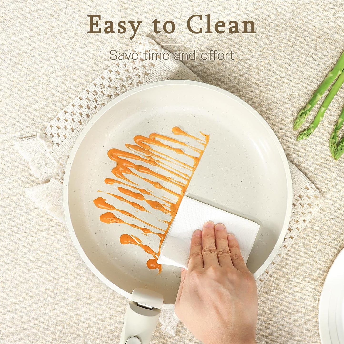 GiPP Ceramic Pots and Pans Set Non Stick, Nonstick Detachable Handle Cookware Sets, Healthy Non Toxic PFAS PFOA & PTFE Free, Dishwasher ＆Oven Safe, Induction Kitchen Pot and Pan, 15 Piece Cream