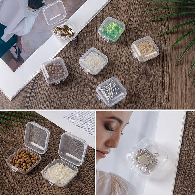 10Pcs Ear Plug Case, Mini Plastic Earplug Containers, 1.8mm Square Box with Hinged Lids for Small Item Craft, Beads, Necklaces, Ear Studs, Rings