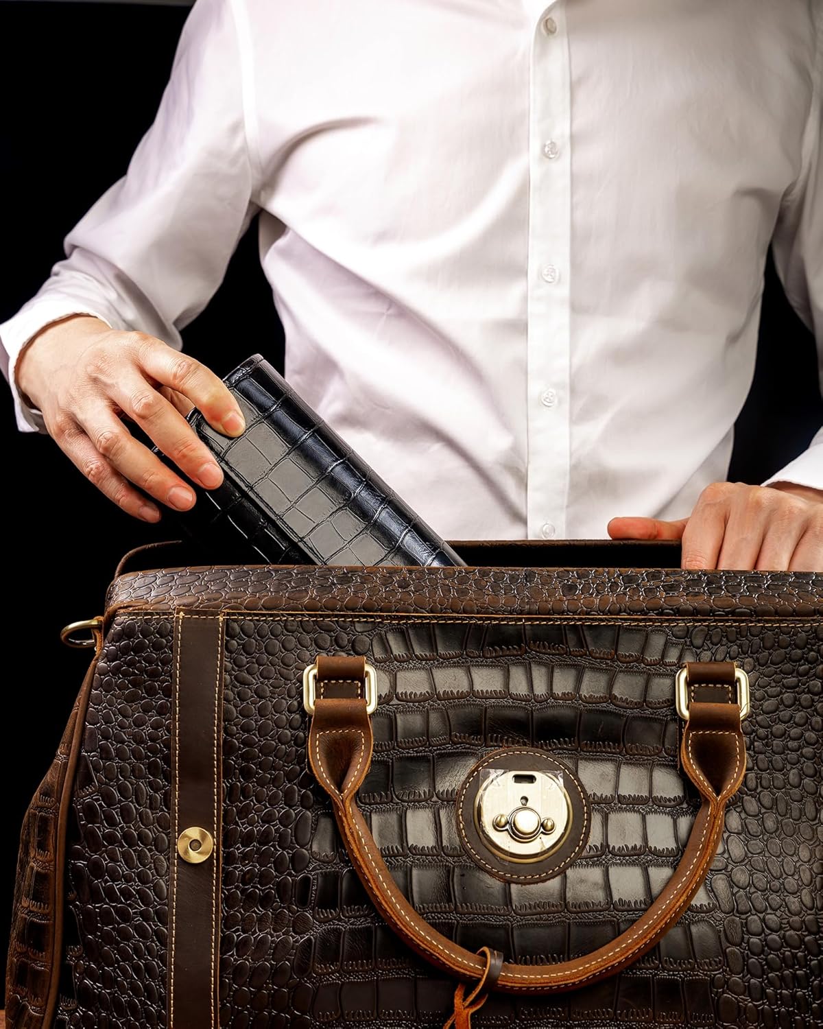 MR.OKAY 2 Watch Travel Case- Classic Leather Watch Case With Superb Texture.(Portable Watch Roll Or Organizer For Storage And Display).Festival Gift For Men, All Handcrafted By Artisans.