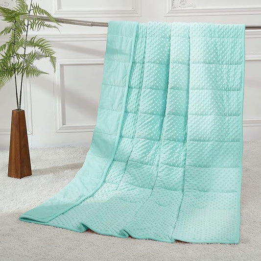 Alomidds Weighted Blanket (48"x72",15lbs Twin Size - Teal), Weighted Blankets for Adults, Cooling Breathable Soft and Comfort Minky, Heavy Blanket Microfiber Material with Glass Beads