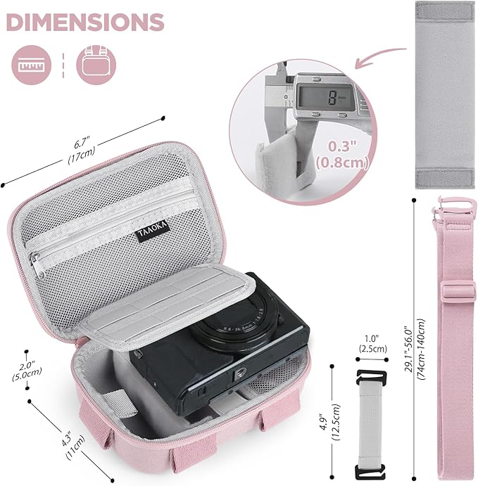 Digital Camera Case, Waterproof & Protective Small Camera Bag with 2 Carrying Ways, Lightweight camera sling bag for PowerShot ELPH 180/190 / Sony DSCW800/DSCW830 - Pink