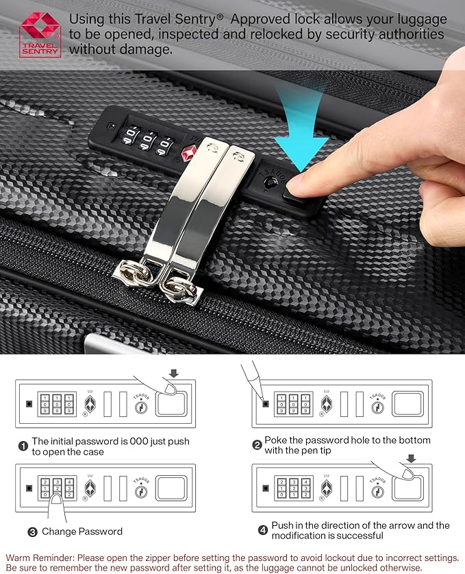 Hanke 20 Inch Expandable Carry On Luggage Airline Approved Top Opening Hard Shell Suitcases with Wheels Lightweight Travel Luggage Carry On Suitcase for Woman Men-Jet Black