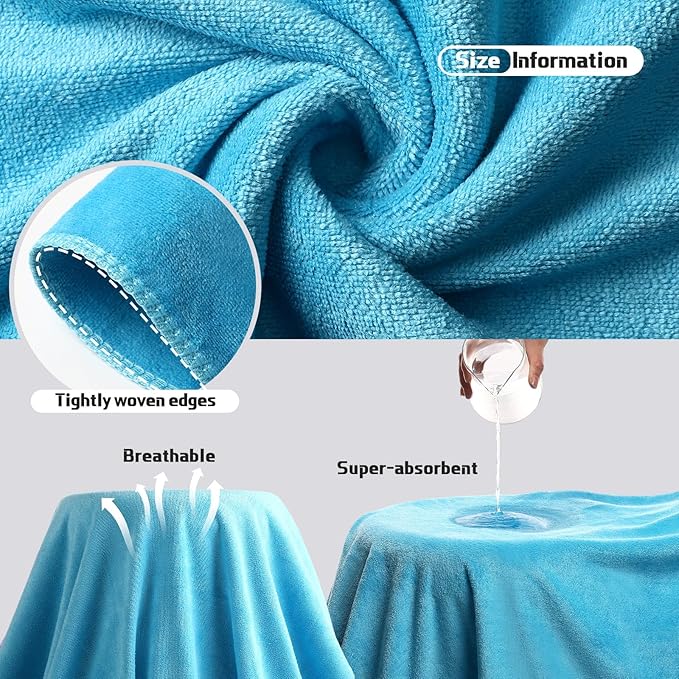 Mixweer 2 Pcs Oversized Bath Towels, 40 x 80 Inch Giant Microfiber Jumbo Bath Sheets Ultra Soft Bathroom Microfiber Quick Dry Absorbent Shower Towels for Spa Camping Beach (Lake Blue)