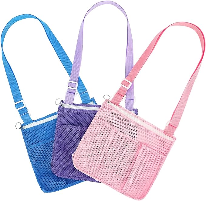 Mesh Beach Bag, Large Beach Tote with Zipper Pocket, Toys Pool Bag for Family Travel Vacation Cruise Essentials