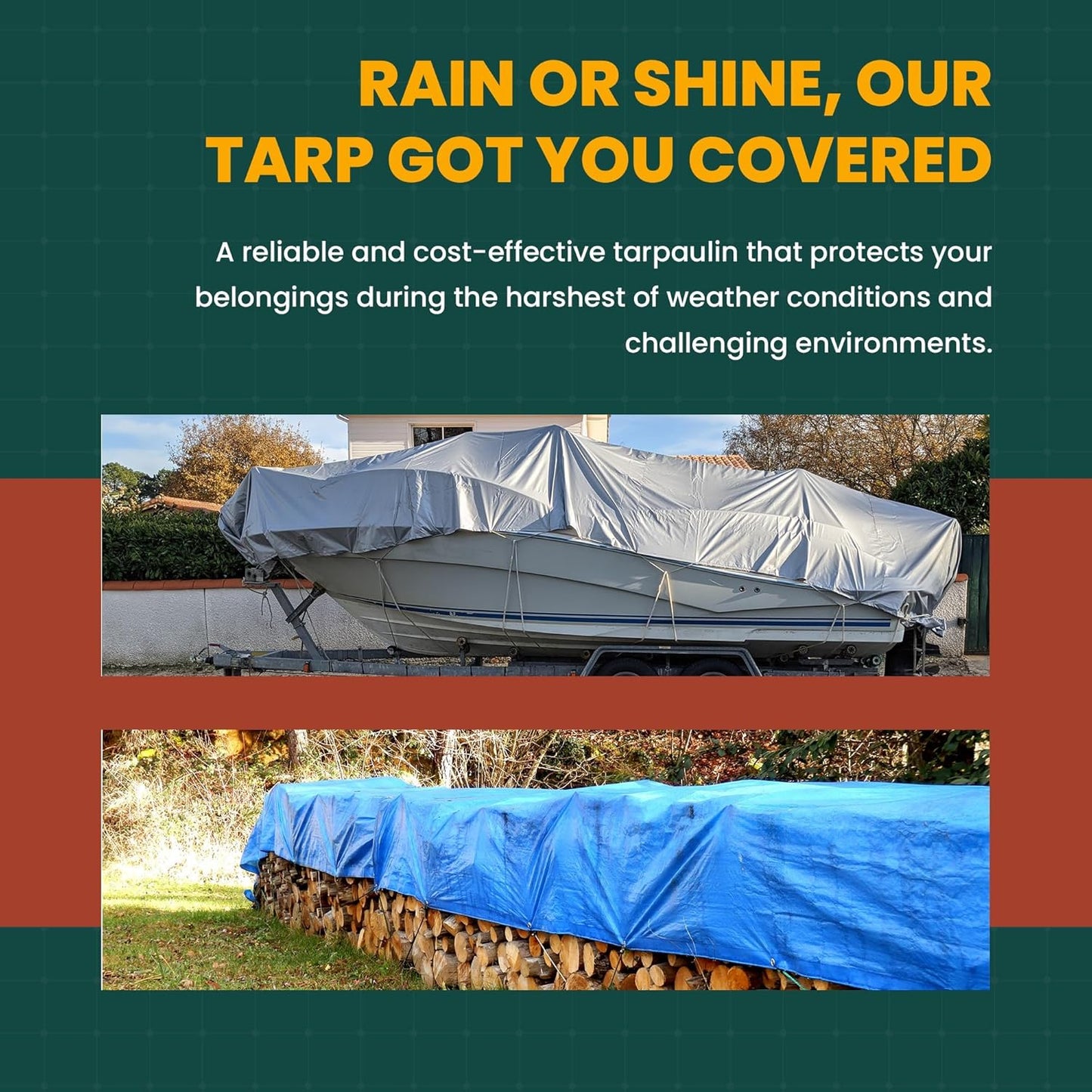 Large Waterproof Tarp - Heavy Duty 20 Mil Thick Poly Tarpaulin Ideal for Canopy Tents, Boats, RV or Pool Covers - Multipurpose Protective Tarps with Grommets for Indoor and Outdoor Use | 30' x 40'